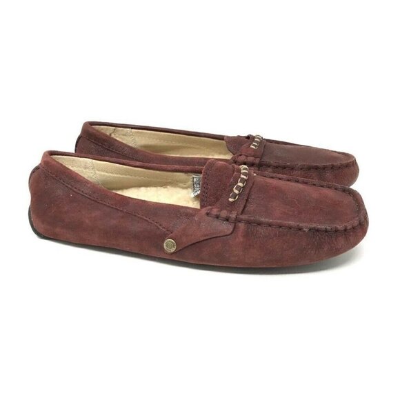 UGG Australia Loafer Flat Shoes Brown Leather 7 - Picture 1 of 10